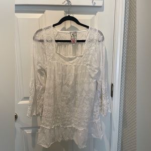 JOHNNY WAS- White Embroidered Tunics S